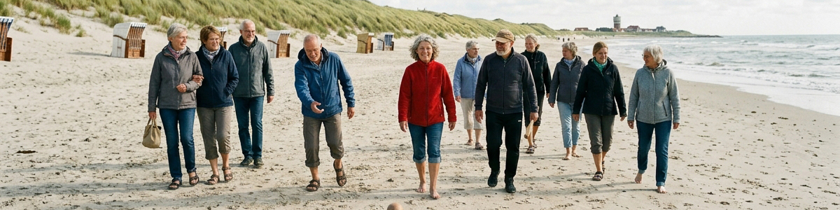 Fröhliche Gruppe beim Beach Boßeln auf Langeoog - inklusives Miteinander nach dem Jekami-Prinzip