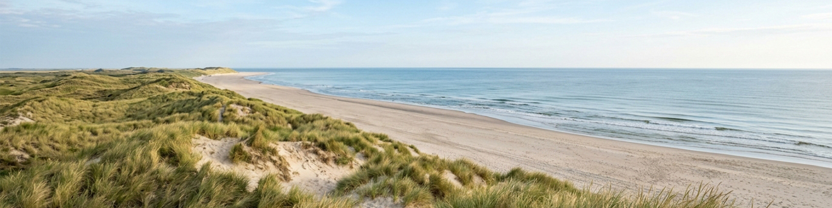 Weite Dünenlandschaft und feiner Sandstrand auf Langeoog - perfekte Umgebung für Thalasso Beach Boßeln an der Nordsee